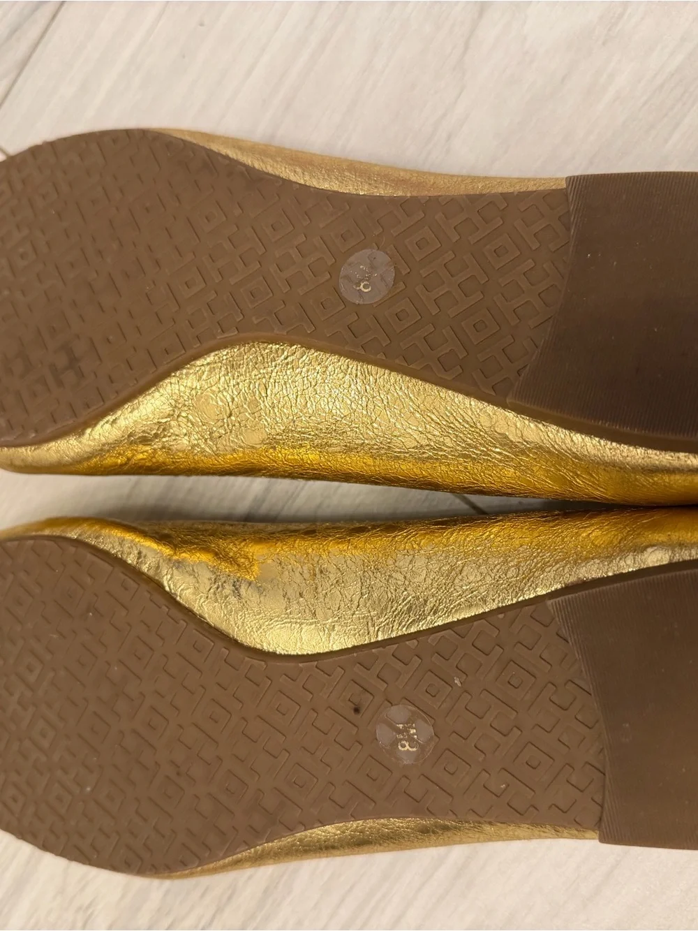 Tory Burch Gold Leather Ballet Flats